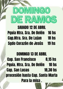 Cronograma de Bendición de Ramos 